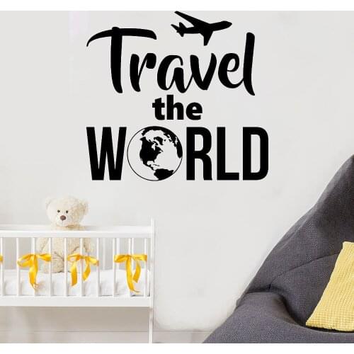 Travel the World V2 Quote Decal Sticker Wall Vinyl Art Decor Home Art Wall Stickers Vinyl Decals Home Mural Removable DK-131