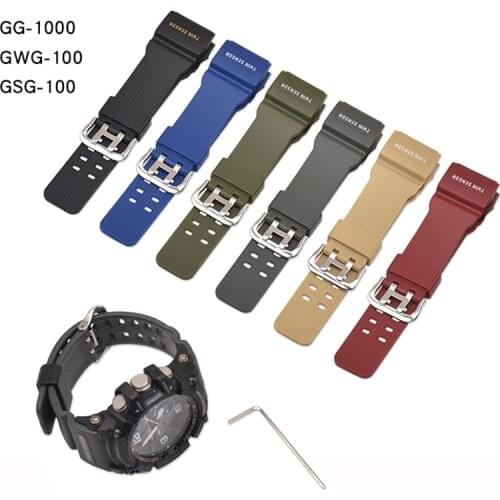 Soft Rubber Watch Band Strap for Casio G-Shock GG-1000 GWG-100 GSG-100 GG1000 Men Sport Wristband Bracelet Belt Accessories