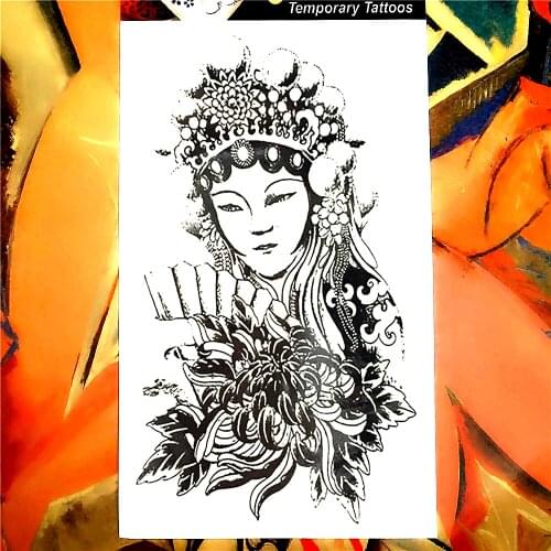 SHNAPIGN Black Female General Temporary Tattoo Body Art, 12*20cm Flash Tattoo Stickers, Waterproof Fake Tatoo Henna Wall Sticker