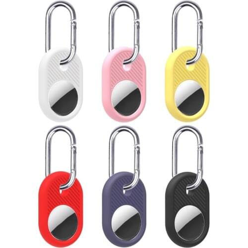 Silicone Protective Case Compatible with Airtags Locator Tracker, Anti-lost Protector with Carabiner 95AF
