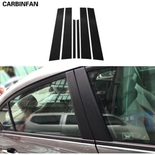 Car Styling Carbon Fiber Window Trim Garnish Pillar Middle Sticker Decoration Film For Honda Accord 8th 2008-2013
