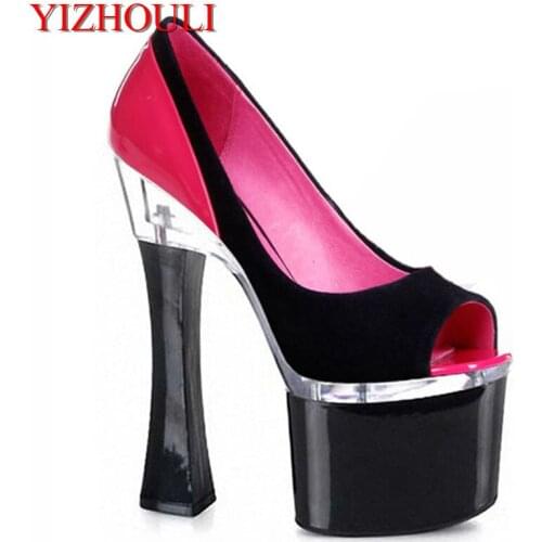 The new bride shoes Sexy fashion ribs bottom runway looks single 18cm high shoes with wedding shoes
