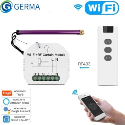 GERMA WiFi RF Smart Curtain Module Switch for Electric Roller Shutter Motor Tuya Wire Remote Control Work with Alexa Google Home