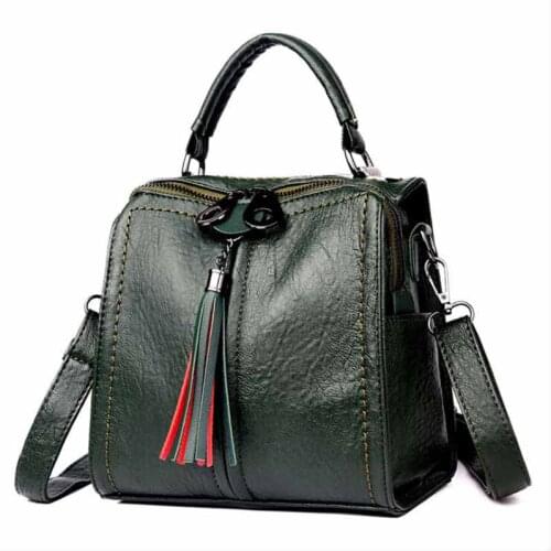 Women Handbag Leather Small Doctor Bag Women Shoulder Bag Female Crossbody Handbag Lock Chain Rivets Girls Vintage Women Bags