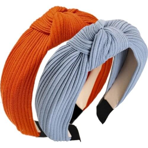 12pcs Korean Solid Color Knitted Headbands Top Knot Hairbands Womens Hair Accessories Factory Direct Girls Winter Headband