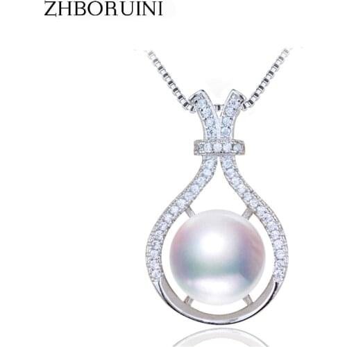 ZHBORUINI Fashion Pearl Necklace 925 Sterling Silver Jewelry Natural Freshwater Pearls Bag Pendants Pearl Jewelry For Women