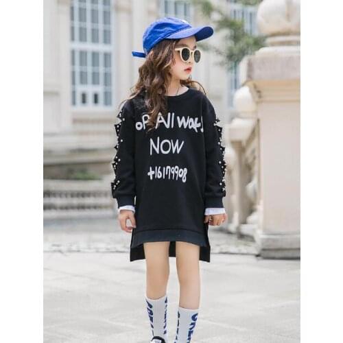 2019 Korean style girls beading dress autumn fashion cotton girls dresses 4-9t C212