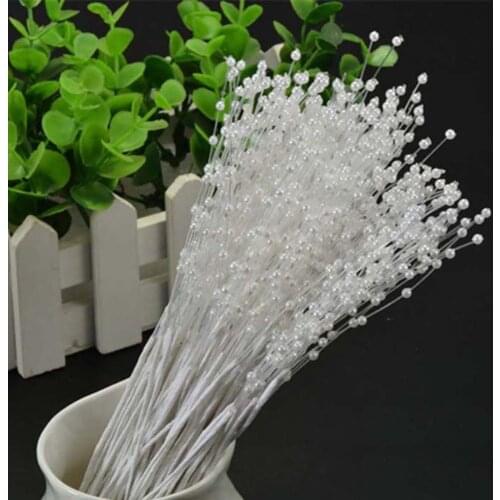 10pcs Creative Spray Of Pearl Beads Wire Stems Bridal Bouquets White Pearl Beaded Handmade Wedding Decor Supply