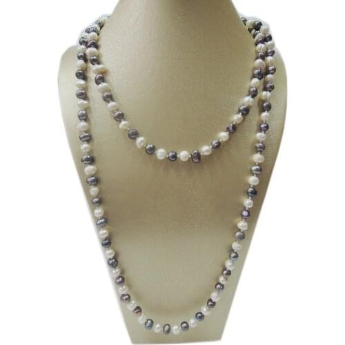 100% NATURE FRESHWATER PEARL LONG NECKLACE-120 CM necklace in near round shape