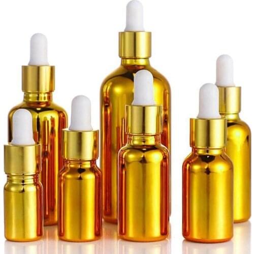 10 x 10ml 20ml 30ml 50ml 100ml Essential Oil Travel Portable Gold Painting Glass With Dropper For Liquid Reagent Pipette Bottle
