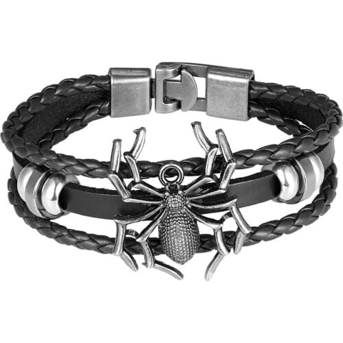 2020 Unique Design Punk Rivet Vampire Spider Leather Bracelet Ladies Bracelets Men Bracelet Fashion Valentines Gift Pulseira
