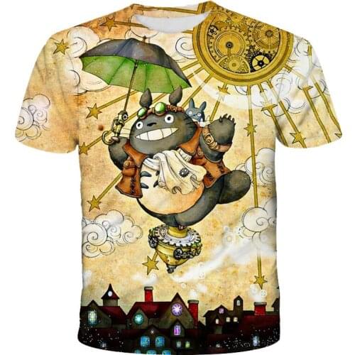 2021 Cartoon Anime Totoro T Shirt Casual Short Sleeve Tops Men Women Funny T-Shirt Unisex Streetwear Clothes Hip Hop Tops