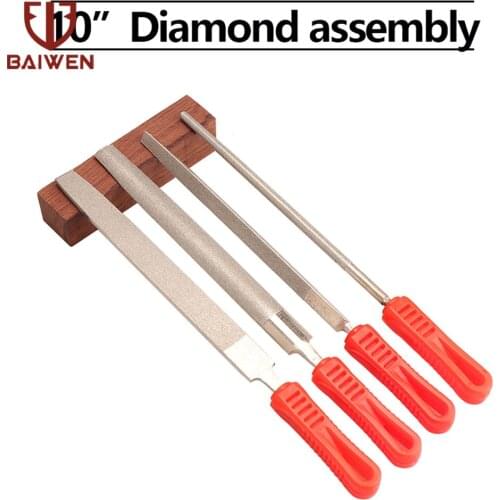 250mm 10'' Diamond Flat/Half Round/Round/Triangle Files Stone Jade Ceramic Glass Art Craft Tools Diamond Filing Grinding Tool