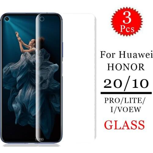 3 Pcs Screen Protector for Honor 20 10i 20i 10 Lite V20 Tempered Glass for Huawei Honor 20 Pro Hawei Huawey Honr Protective Glas