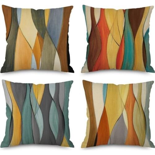 45X45CM Geometric Cushion Cover Abstract Printed Polyester Throw Pillow Case Geometric Art Pillowcase Square Home Decor-ABUX