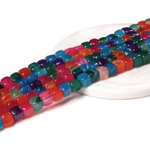 Wholesale 6-8 mm Polished Natural Blue & Red Veins Agat Natural Stone Beads For DIY Making Jewelry Accessory Bracelets Earrings