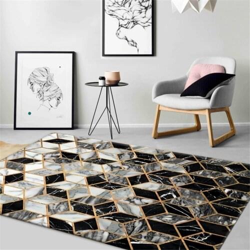Black Gray Geometry Marble Rug Bedroom Non-slip Kitchen Carpet Washable Nordic Carpet Living Room Doormat Floor Rug Hallway