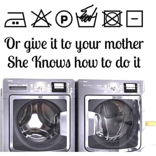 Or Give It To Your Mother Buanderie Lessive Laundry Room Reminder Washing Quotes Wall Stickers Decor for Washing Decals DW6447