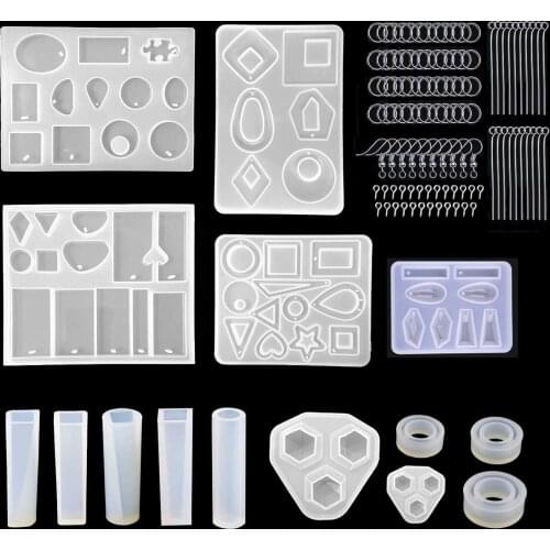 Diy Jewelry Crystal Drop Mold Set Jewelry Pendant Earrings Silicone Mold with Earrings Hook Jumper for Wholesale Drop Shipping