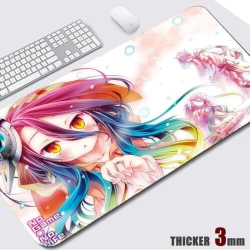 Anime No Game No Life Mouse Pad XXL Computer Mousepad For Gamer Office Rubber Pad Lock Edge Thicker 3mm Keyboard Desk Mat Pad
