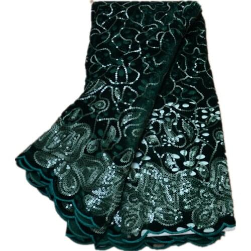 Latest 2021Christmas African High Quality Nigerian Embroidery Tulle Lace Fabric Sequin French Wedding Party Dress Sewing 5Yard