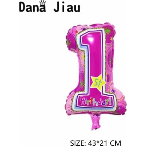 Mini Number One Baby The 1th Birthday Pink Balloon Girl 100days Party Decoration Kids Toy Foil Balloons Supplier