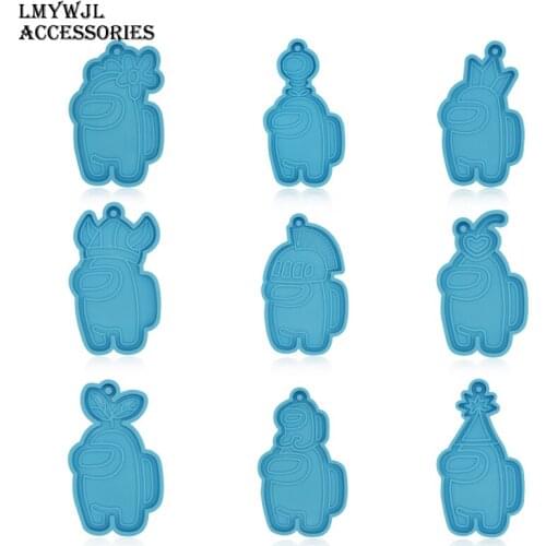 Cartoon Character Keychain Epoxy Resin Molds DIY Bag Earring Pendant Resin Silicone Mold Jewelry Molds for Resin Casting