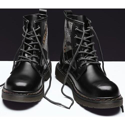 Mens Boots Men Genuine Leather Fashion Platform Boots Women Martens Boots Combat Boots Mens Outdoor Army Boots Lovers Shoes