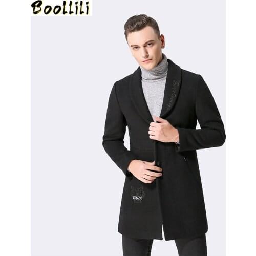 Boollili Mens Coat Black Woolen Coat Man 2020 Autumn Winter Jackets Fashion Korean Mens Jackets Overcoat Abrigo Hombre