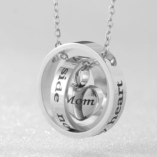 Stainless Steel No Longer By My Side Forever In My Heart Memorial Urns Necklace Human Pet Ash Casket Cremation Pendant Jewelry