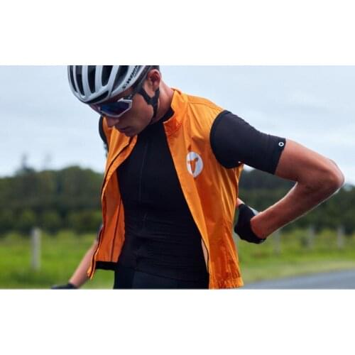 2020 New lightweight Mens cycling vest windproof gilet all season need one easy to carry orange and black color