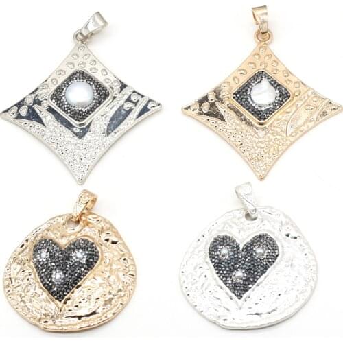 Charms Zinc Alloy Pendant Fine Heart Shape Square Shape Pendant for Making Making DIY Jewelry Necklace Bracelet Accessories