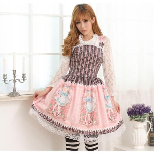 Casual Sweet Sleeveless JSK Dress Alice Printed Short Dress for Women