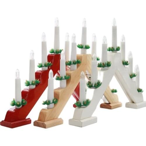 Christmas Candle Holders Table LED Window Decoration Wooden Candlestick Holder Decor Light Decoration Porta Velas Gift FC037