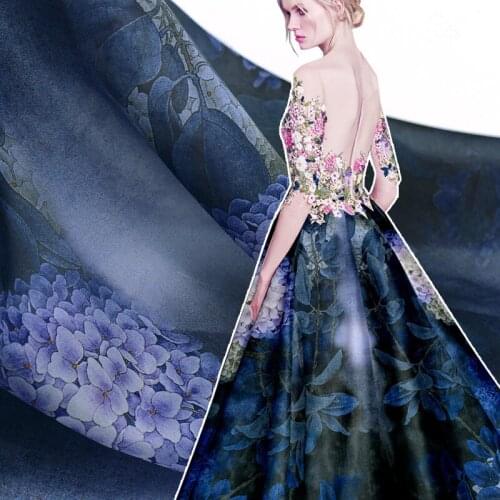 Chinese style printing silk organza satin fabric breathable natural silk fabric wholesale silk cloth fabric silk organza