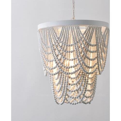 Bedroom white chandelier coffee color wooden beads chandelier fringe loft light nordic home decor modern foyer living room light