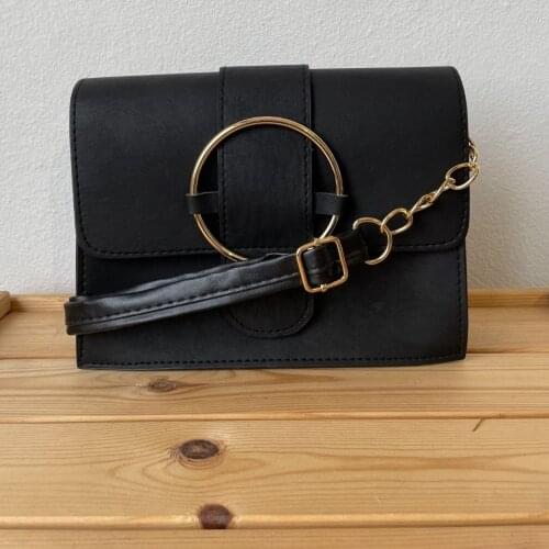 Tonar Zasta Black Leather Ring Detail Women Messenger Bag New Season Trend Daily