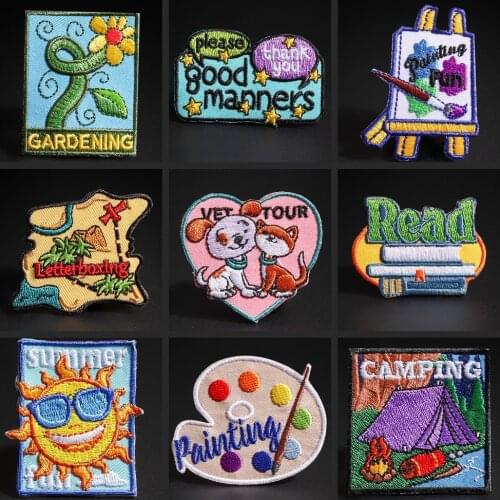 High Quality Cartoon Clothing Patches Picture Board Books Camping Mailbox Gardening Information Message Dialogue Lovely Sticker