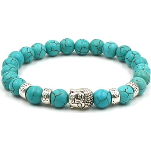 High Quality Charm New Natural Stone Beads Buddha Bracelets Men Silvery Bracelet for Men Women Yoga Meditation Hand Men Jewelry