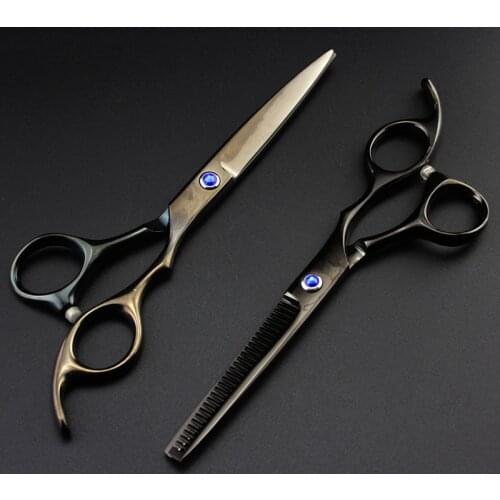 Custom-made Japan 440c steel 6 inch classic black cutting & thinning hairdressing scissor shears cut barber hair scissors set
