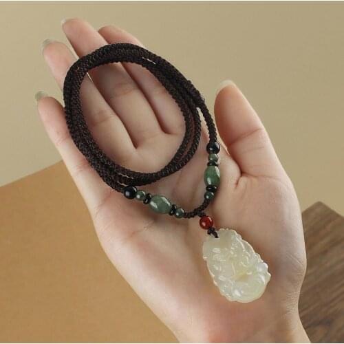 Jewelry necklace zodiac guardian jade natal year sweater chain men and women adjustable rope pendant accessories wholesale