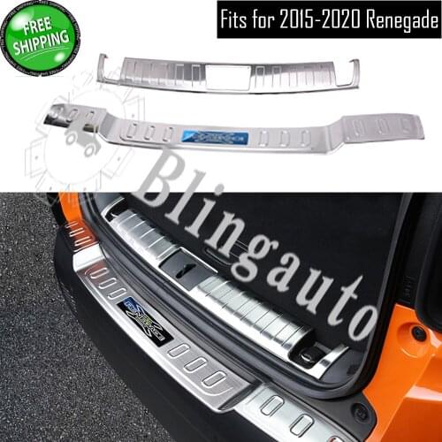 Rear trunk plate fits for J eep Renegade 2015-2020 inner and outter protect plate stainless steel protect bar