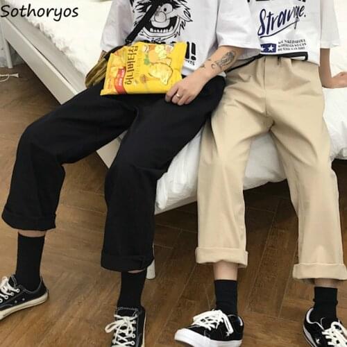 Women Pants New Harajuku Korean Style Couples Loose Straight BF High Waist Oversize All-match Unisex Trousers Solid Ulzzang Chic