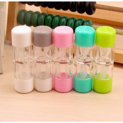 1Pcs Small Cute Portable Contact Lens Travel Eyewear Eye Contact Lenses Case Bag Box Multicolor Lens Container Holder
