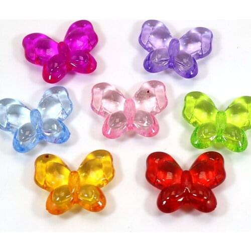 10 Mixed Colour Transparent Acrylic Smooth Butterfly Beads 40X30mm