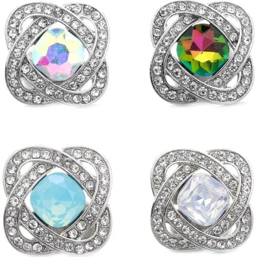 10pcs/lot New Snap Jewelry 18mm Metal Snap Buttons Jewelry Colorful Rhinestone Buttons Fit 18mm Snap Bracelet Necklaces Jewelry