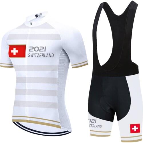 2021 Team Switzerland Fahrradtrikot Männer Cycling Clothing Bike Trikot Men Hombre Summer Jersey Mens Cycling Jersey Set