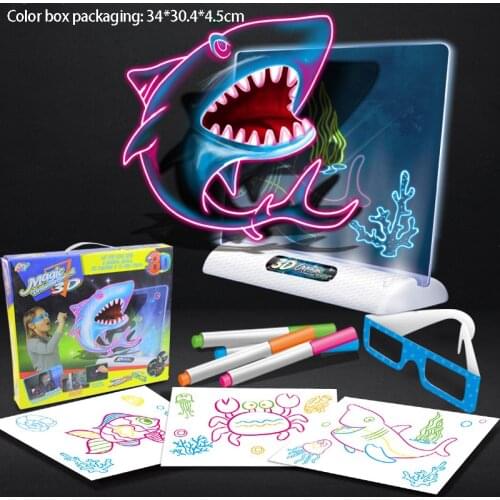 3D Magic Drawing Board LED VR Montessori Educational Toys DIY Children Graffiti Painting Lcd Writing Tablet Coloring Blackboard