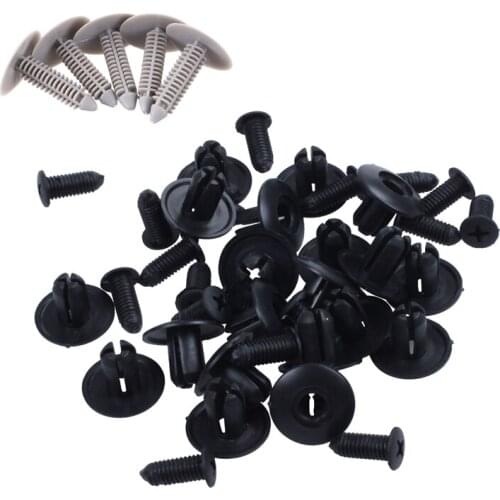 5 Pcs 7X7Mm Hole Gray Push in Plastic Rivets Car Door Panel Fastener & 20 Pcs Car Buckle Black Seal Clips