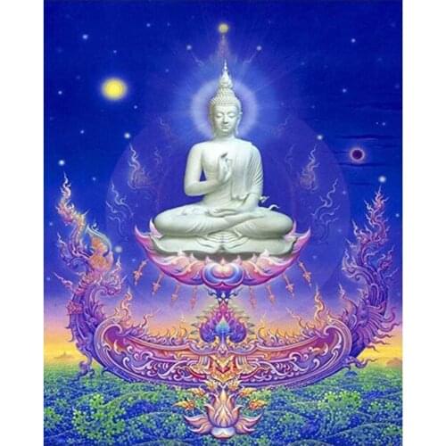 5D DIY Diamond Painting Full Round picture of Rhinestones 3D Diamond Embroidery Buddha lotus Mosaic Decor Wholesale gift FG1231